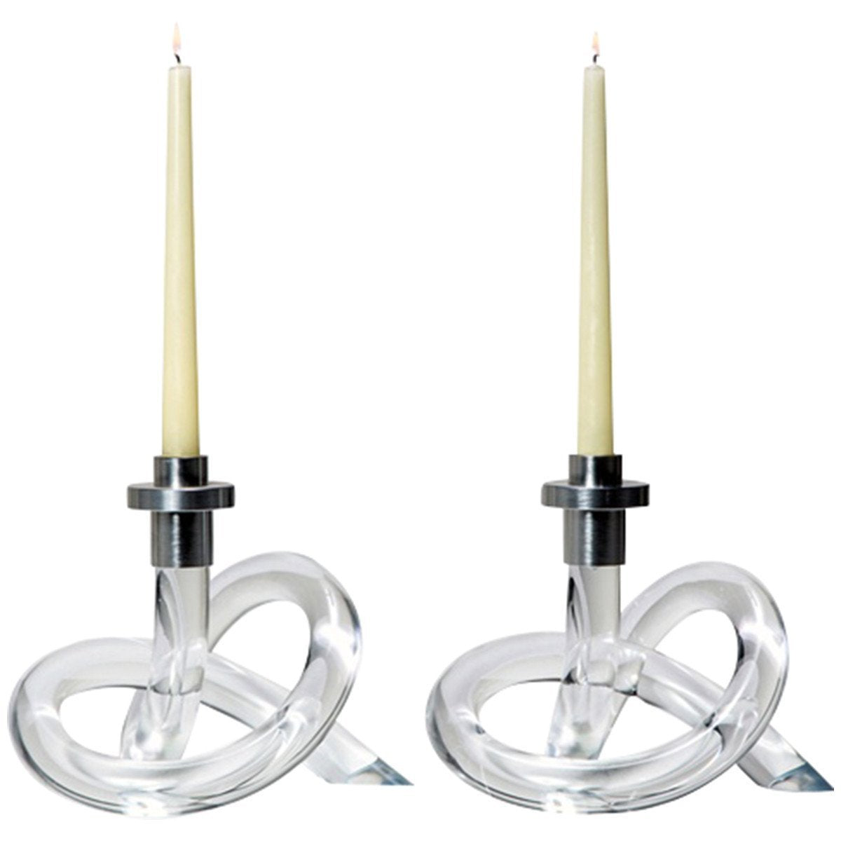  Interlude Home Ava Single Clear Candlestand, Pair 