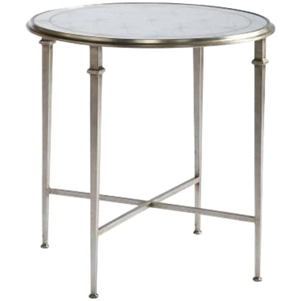  Lillian August Barlow Round End Table in Aged Silver Leaf 