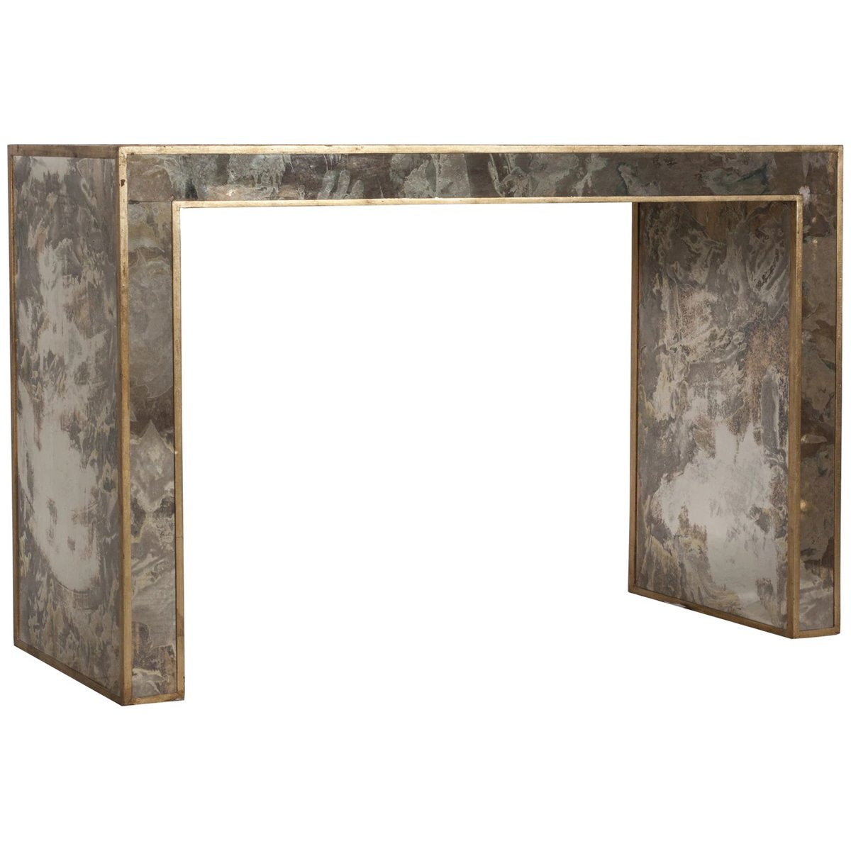  Worlds Away Madison Antique Mirrored Console Table 