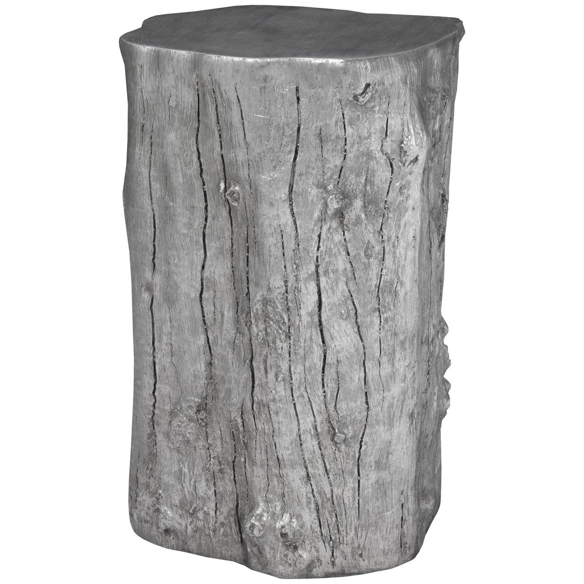  Phillips Collection Log Medium Stool, Silver Leaf 