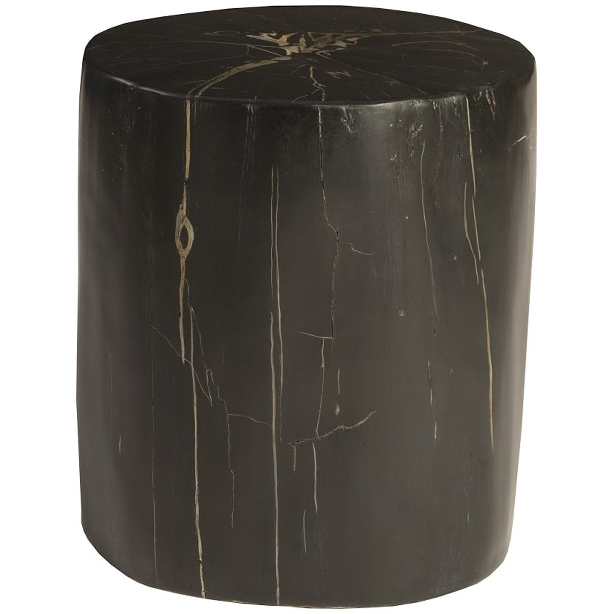  Phillips Collection Black Round Cast Petrified Wood Stool 