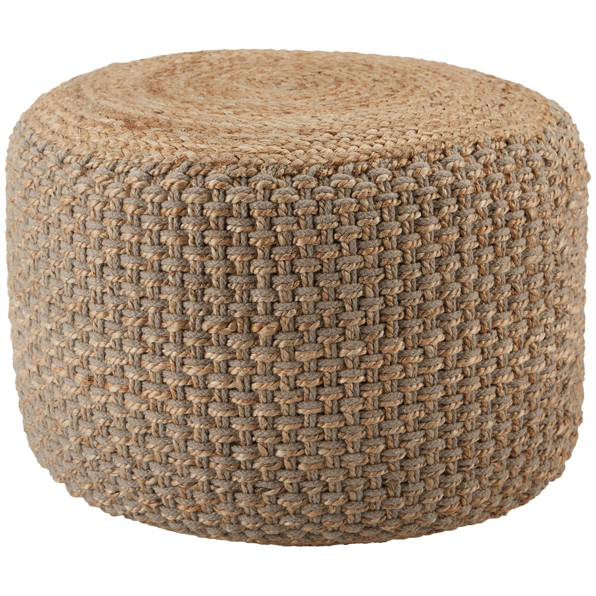  Jaipur Saba Kealani Trellis Textured Gray Beige SAA20 Cylinder Pouf 