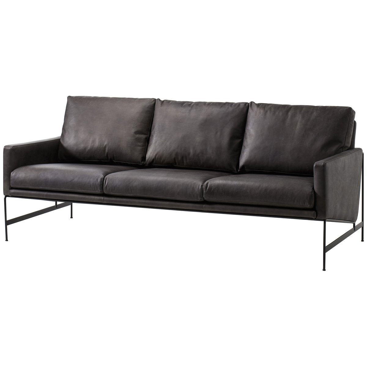  Thomas Bina Vanessa 3-Seater Sofa - Destroyed Black Leather 