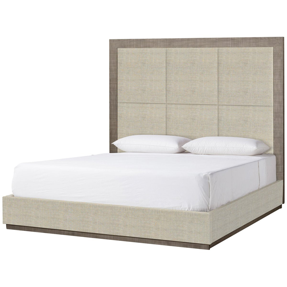  Sonder Living Raffles 6 Panels Bed - Grey and Textured Linen 