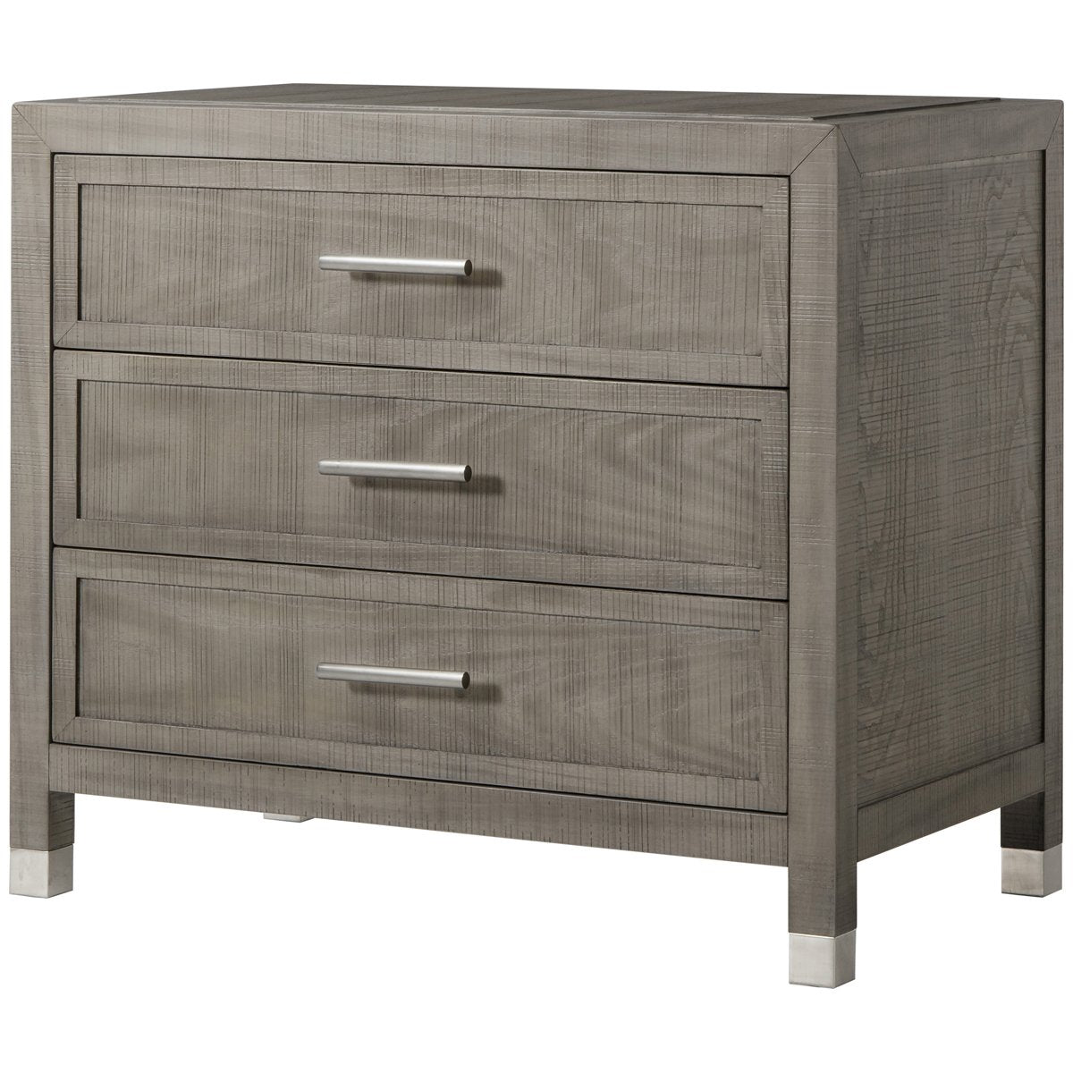  Sonder Living Raffles 3-Drawer Nightstand - Grey and Pewter 