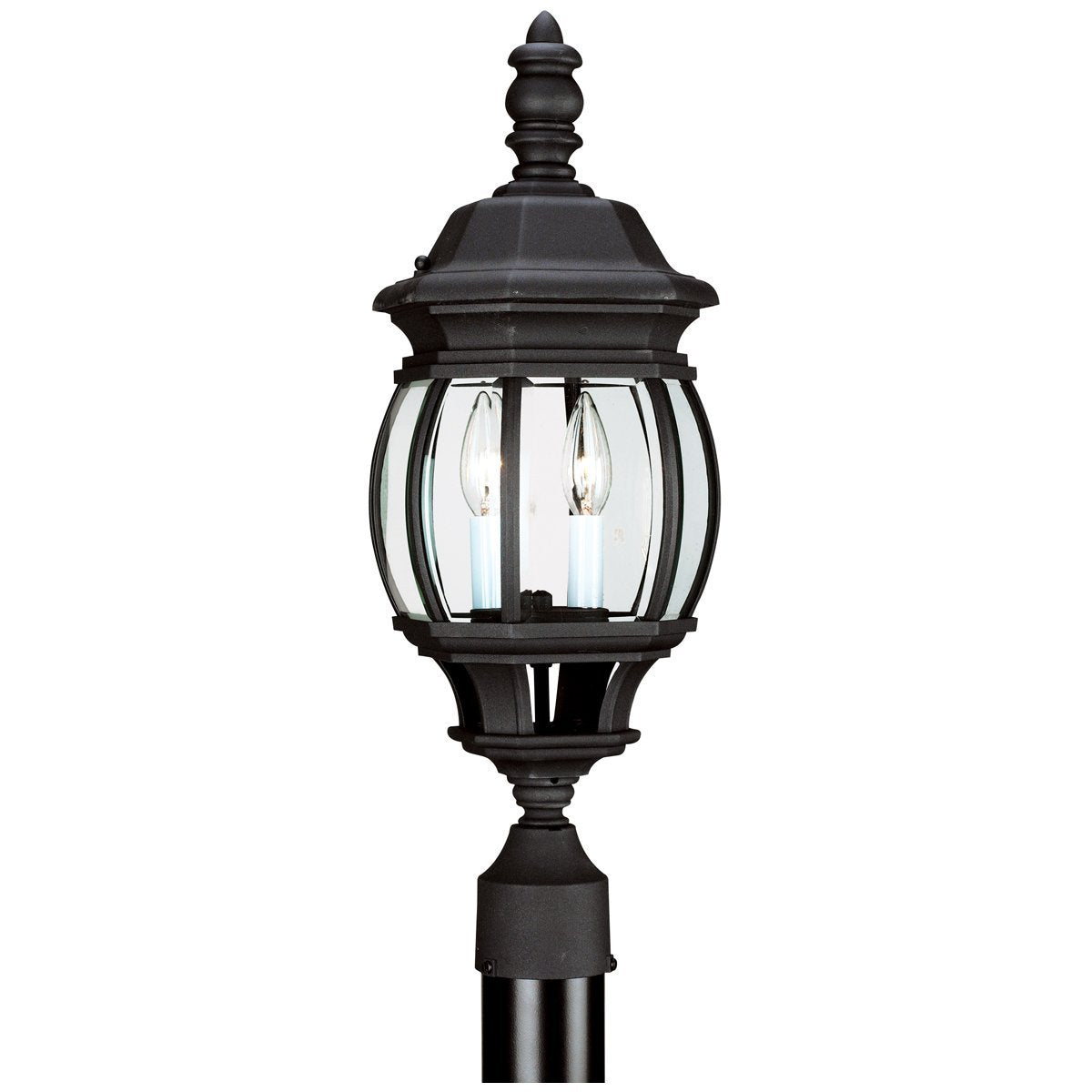  Sea Gull Lighting Black Two Light Outdoor Post Lantern 