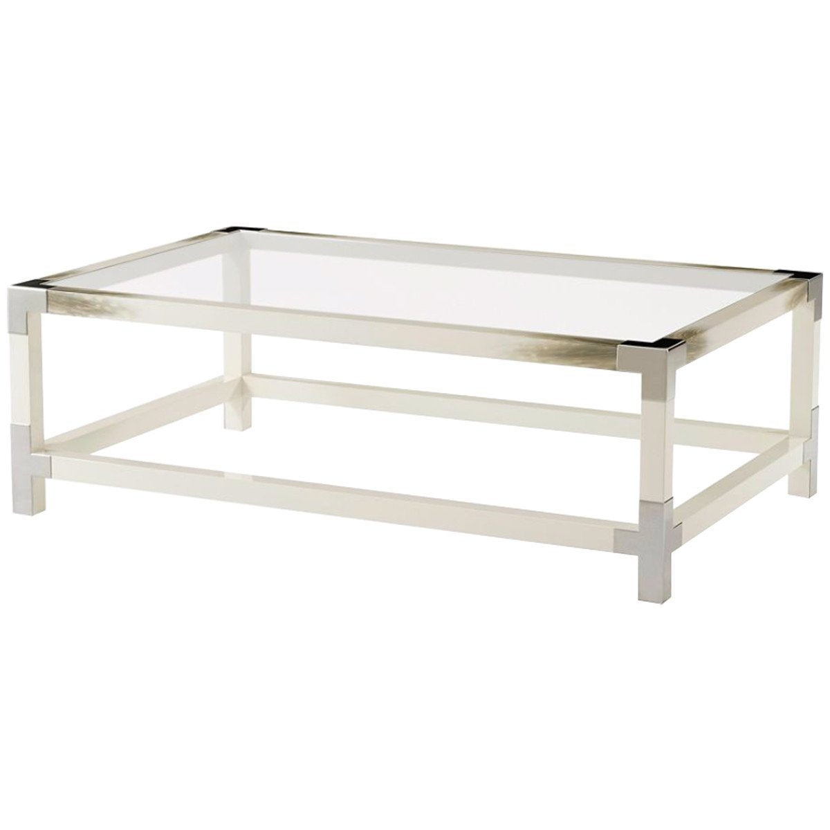  Theodore Alexander Cutting Edge Longhorn White Cocktail Table 