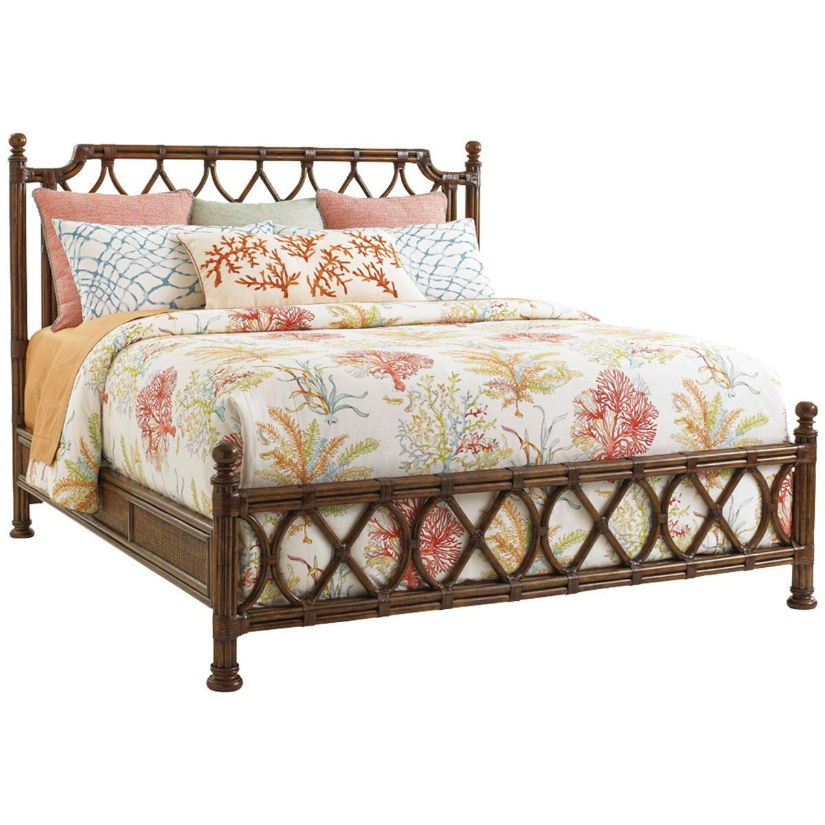  Tommy Bahama Bali Hai Medium Brown Island Breeze Rattan Bed 