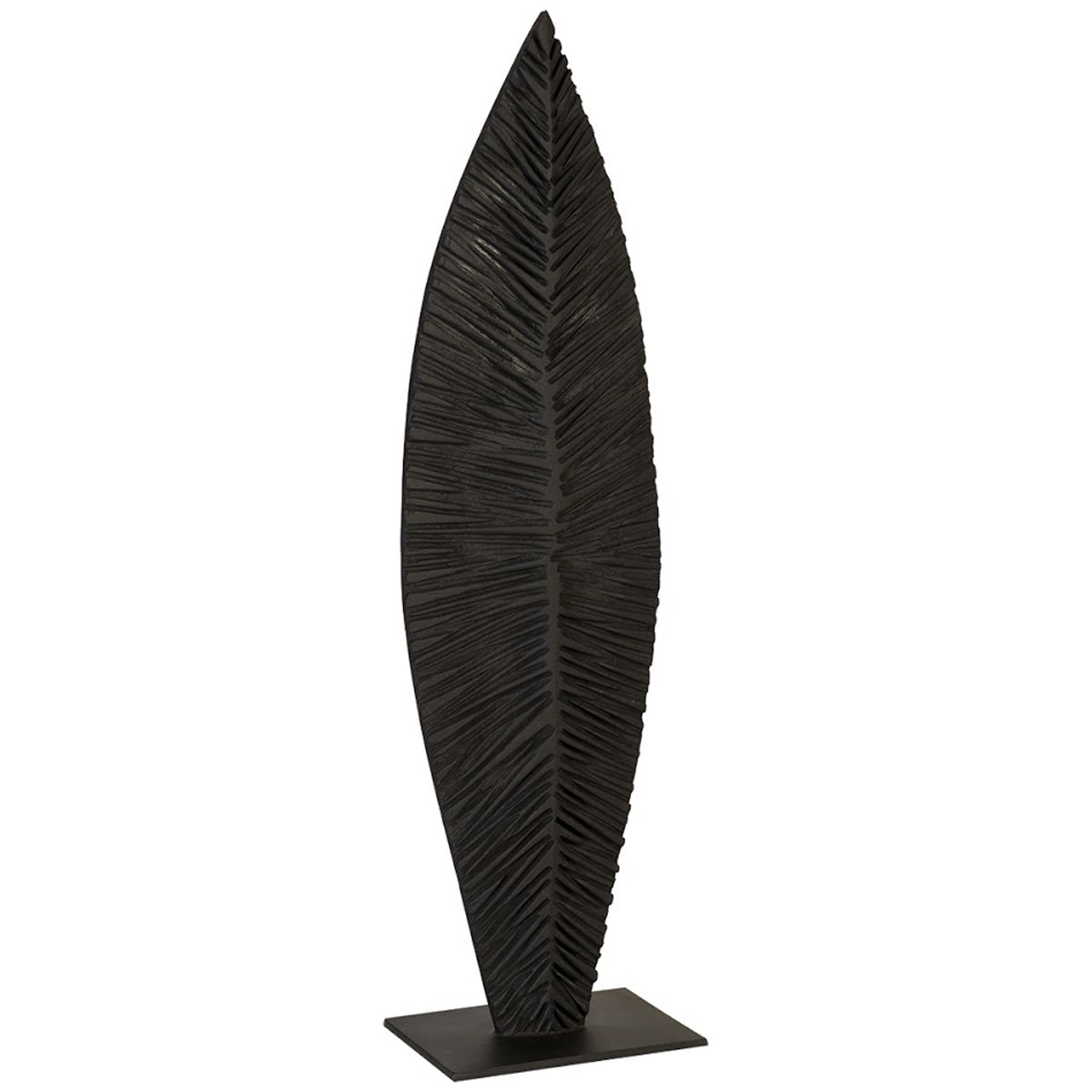  Phillips Collection Carved Burnt Leaf Medium Sculpture on Stand 