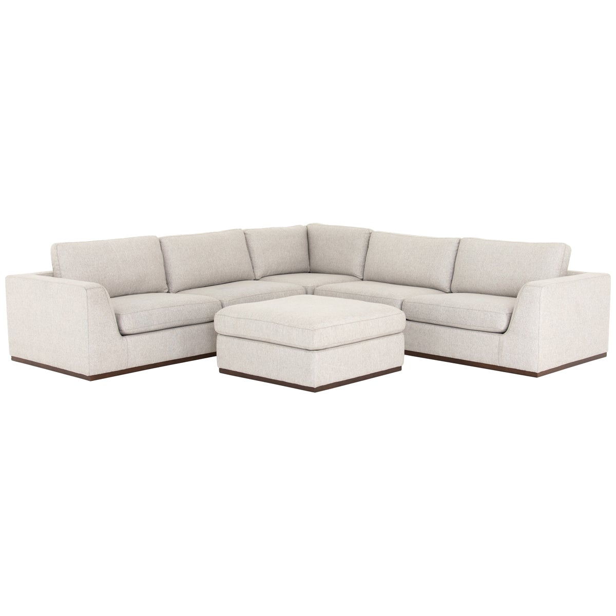  Four Hands Centrale Colt 3-Piece Aldred Silver Sectional with Ottoman 