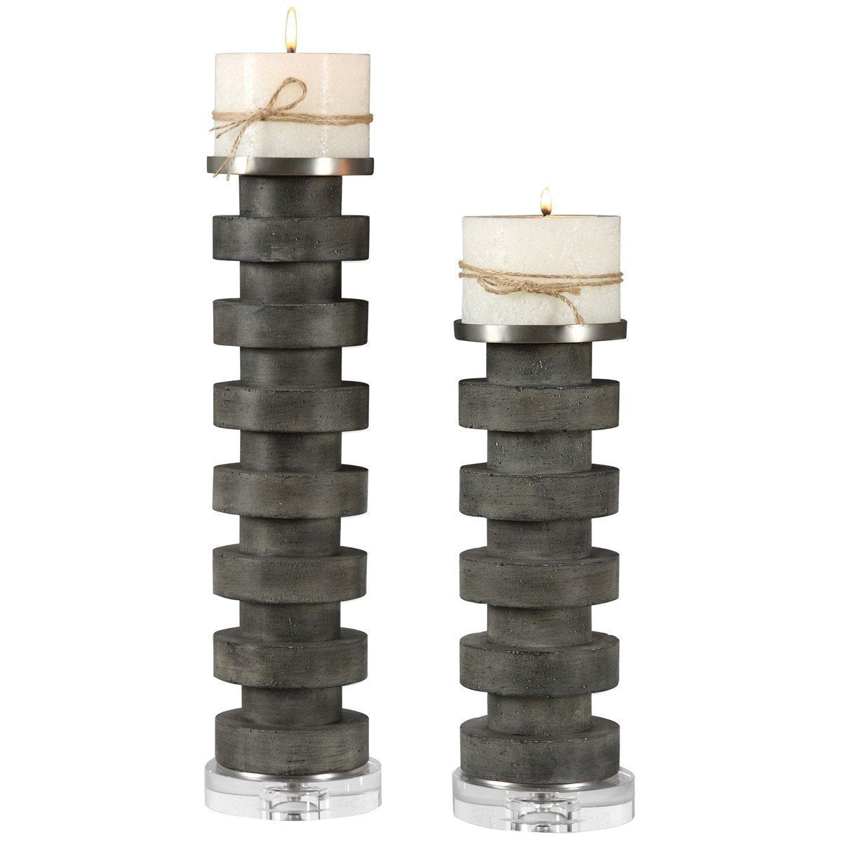  Uttermost Karun Concrete Candleholders 2-Piece Set 