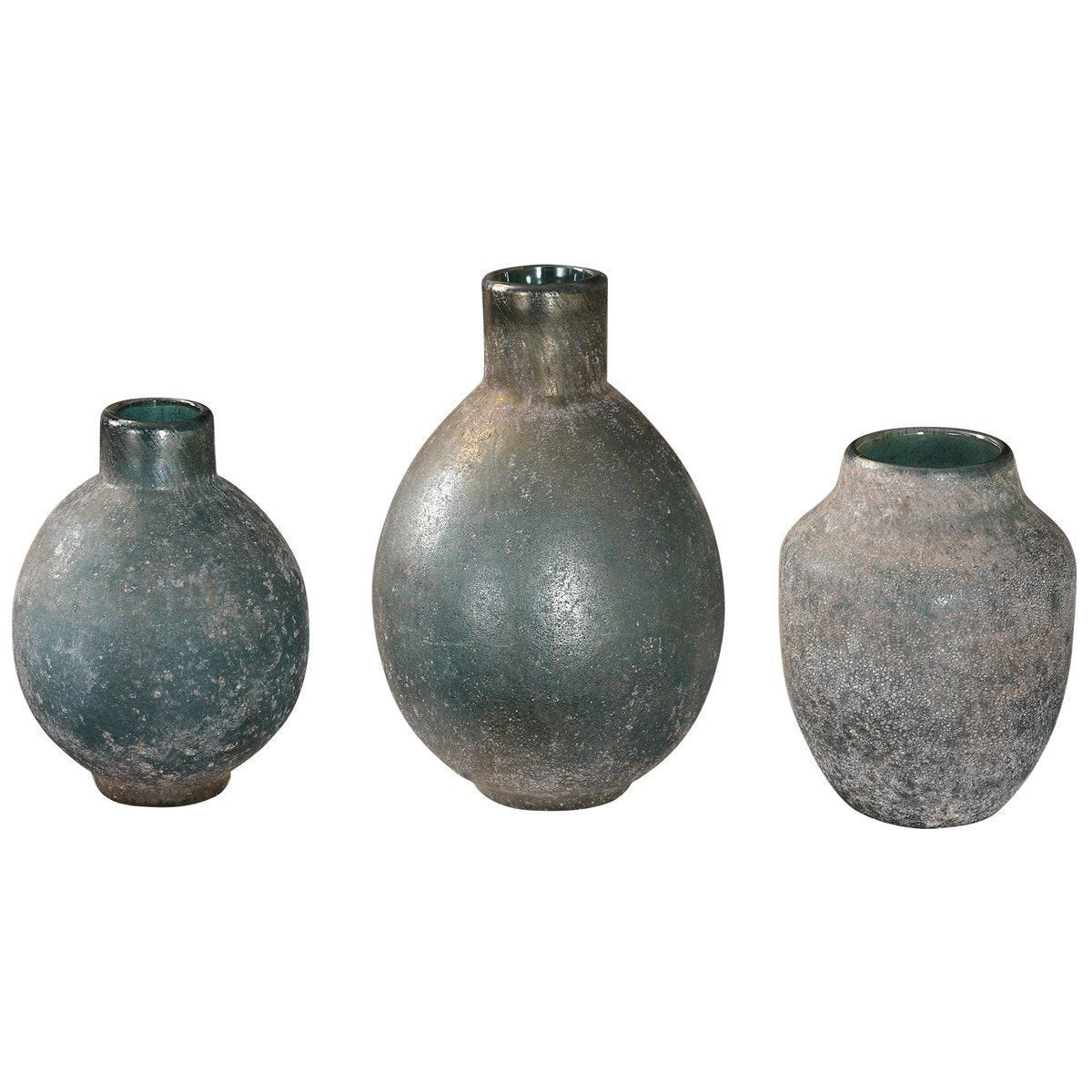  Uttermost Mercede Weathered Blue-Green Vases 3-Piece Set 