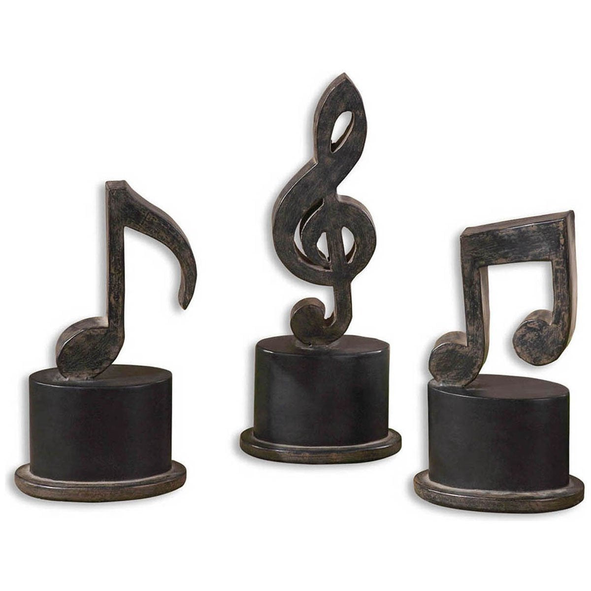  Uttermost Music Notes Metal Figurines, 3-Piece Set 