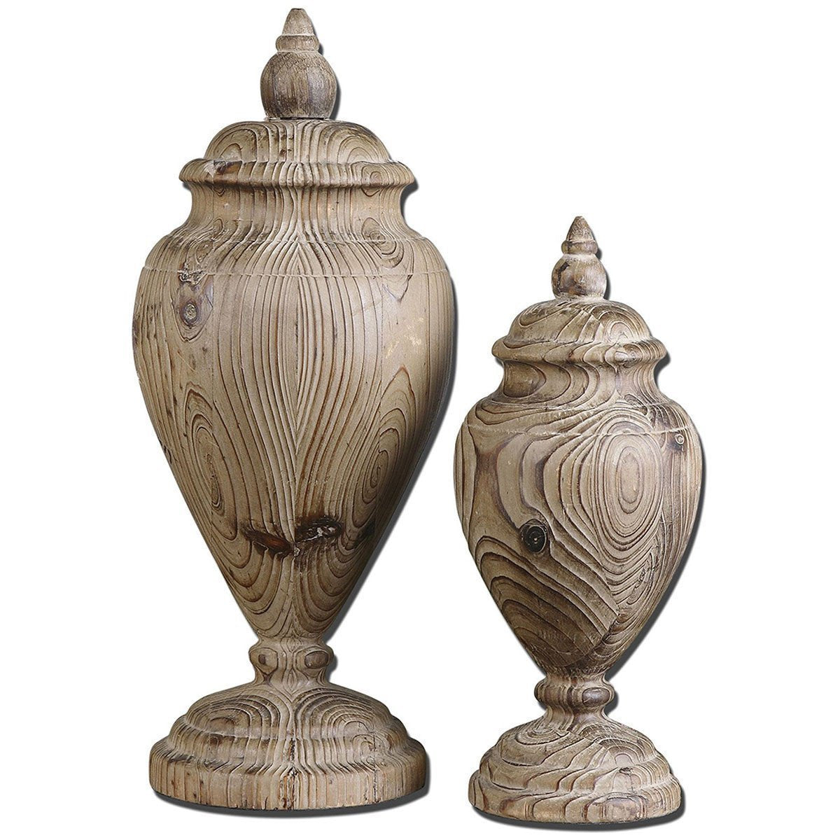  Uttermost Brisco Carved Wood Finials, 2-Piece Set 