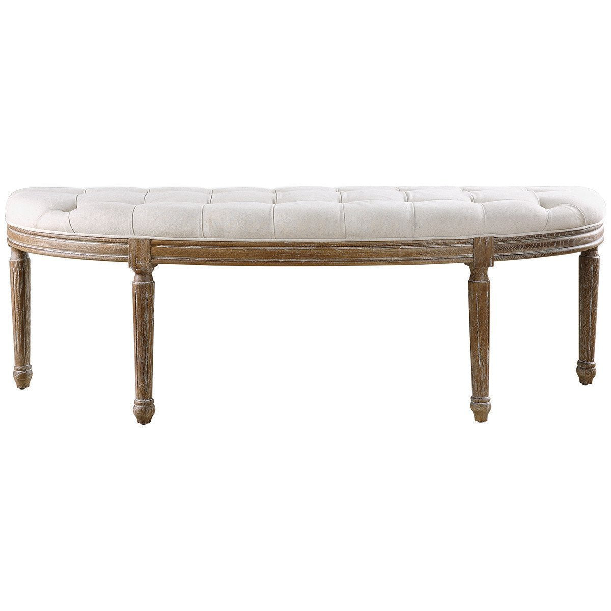  Uttermost Leggett Tufted White Bench 