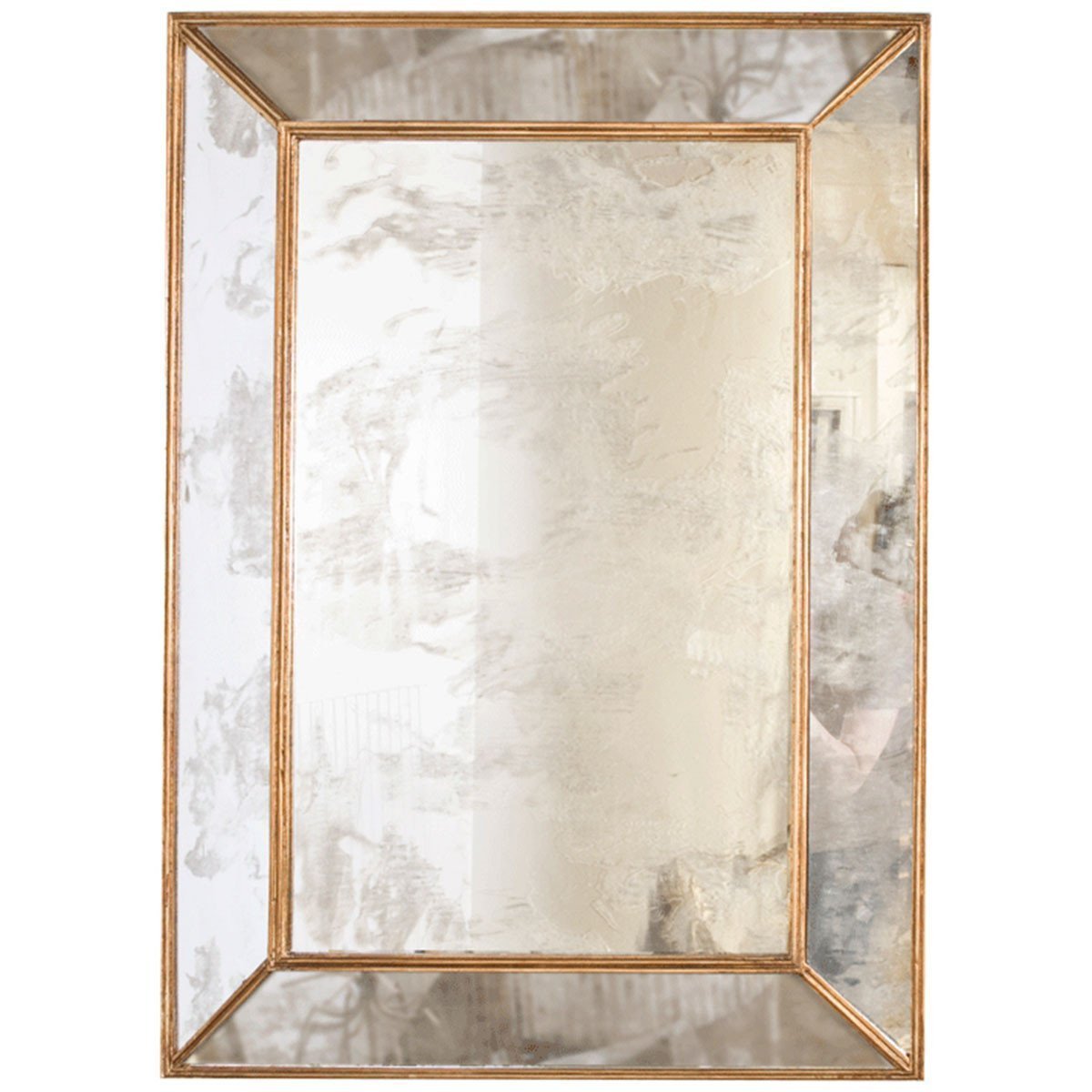  Worlds Away Rectangular Antique Mirror with Wood Edges DION G 