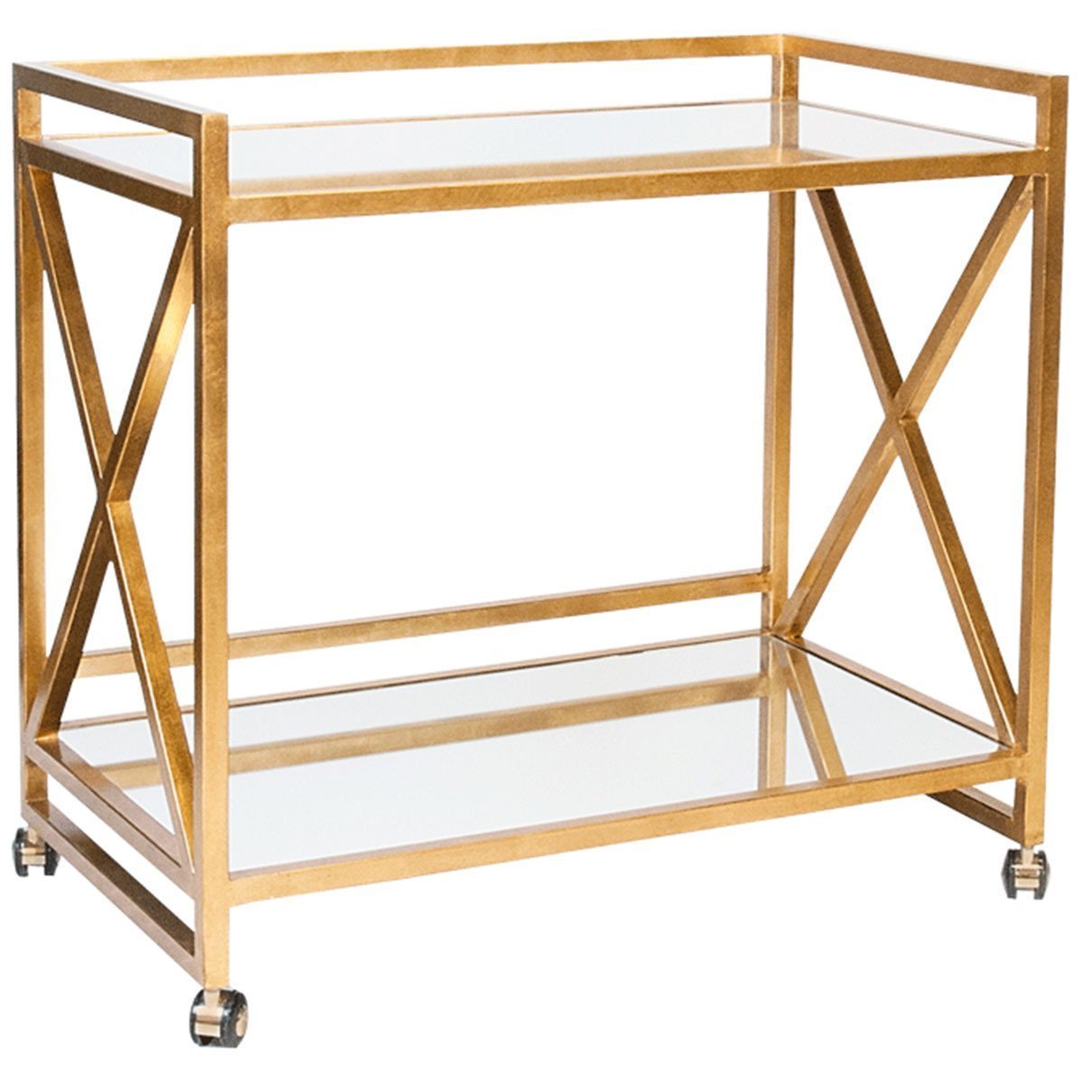  Worlds Away "X" Bar Cart with Mirrored Tops GERARD G 