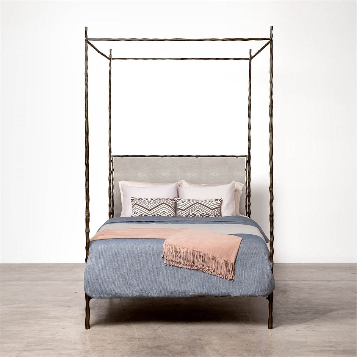  Made Goods Brennan Tall Textured Canopy Bed in Brenta Cotton Jute 