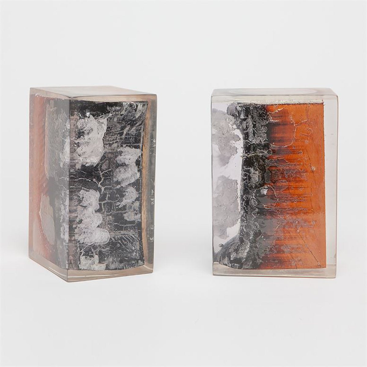  Made Goods Eskor Burnt Wood and Resin Block Bookends, 2-Piece Set 