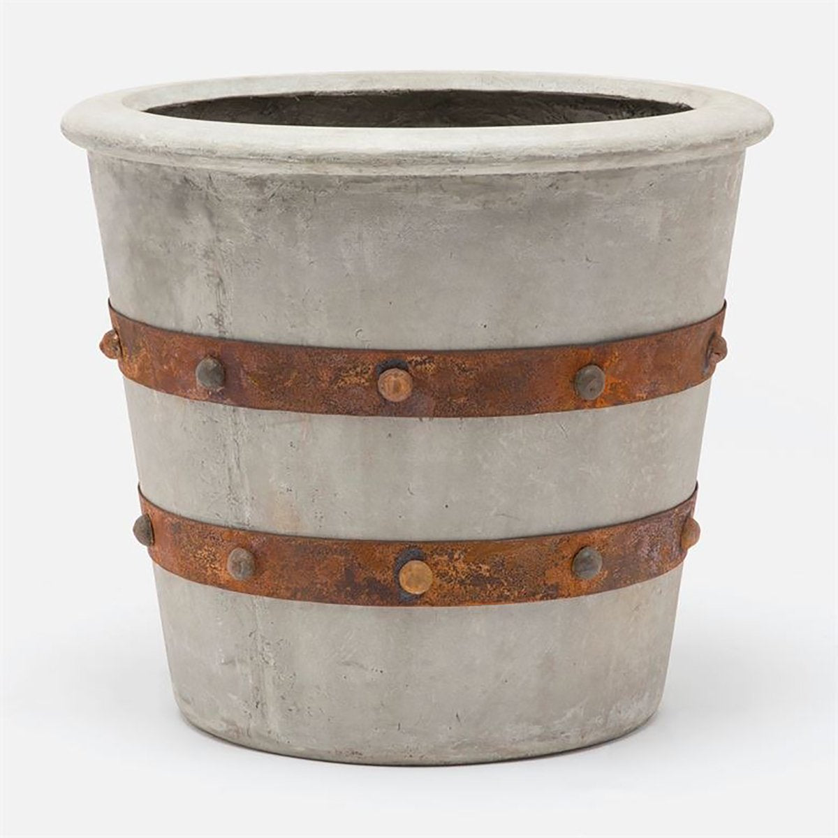  Made Goods Rorike Concrete Outdoor Planter with Metal Rings 