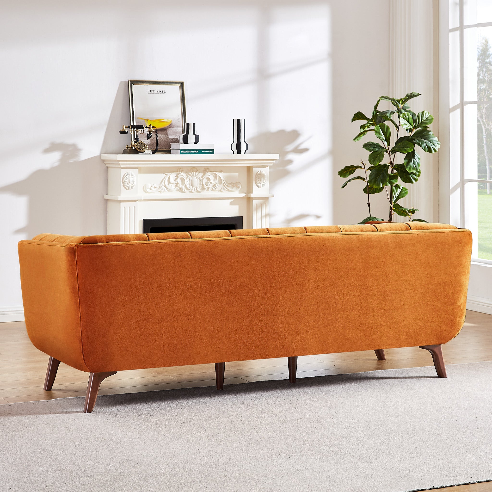 Kano Large Sofa (Burnt Orange-Velvet)