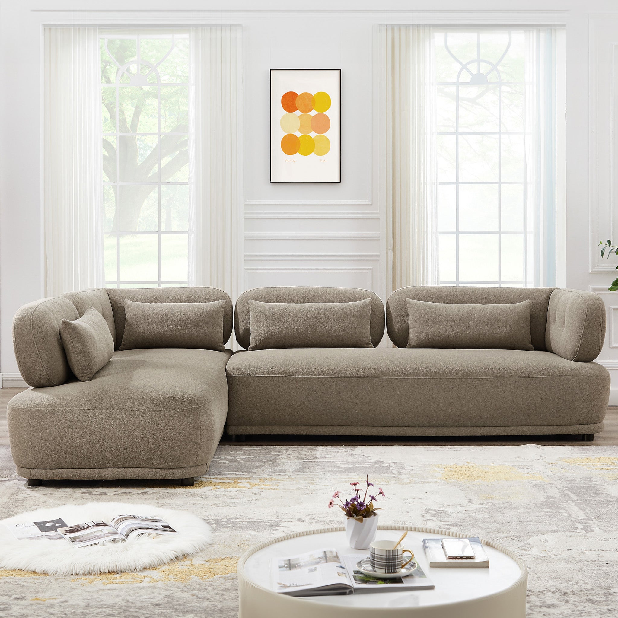 Richmond Left Facing Chaise Sectional Sofa (Mocha Boucle)