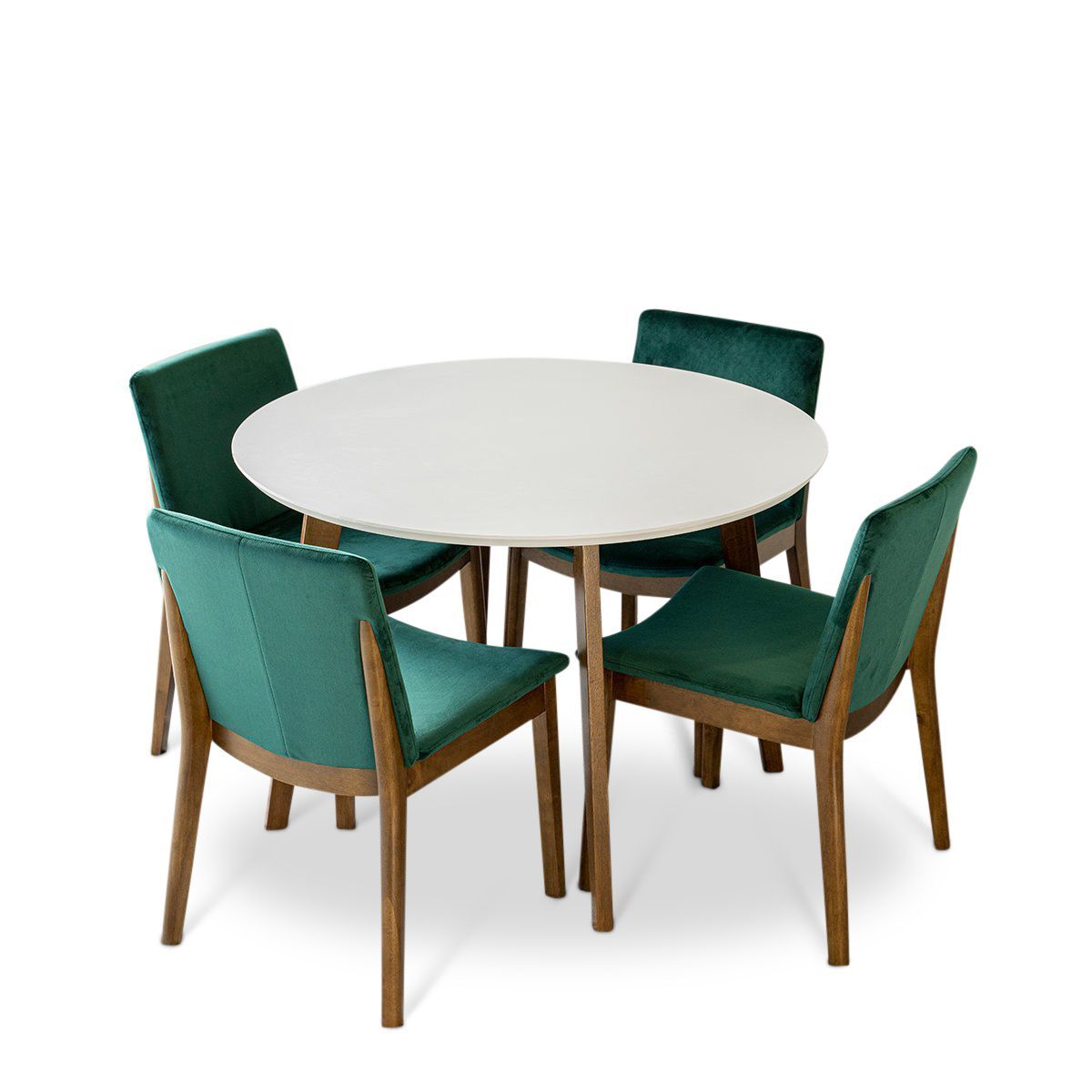 Aliana Dining set with 4 Virginia Green Chairs (White)