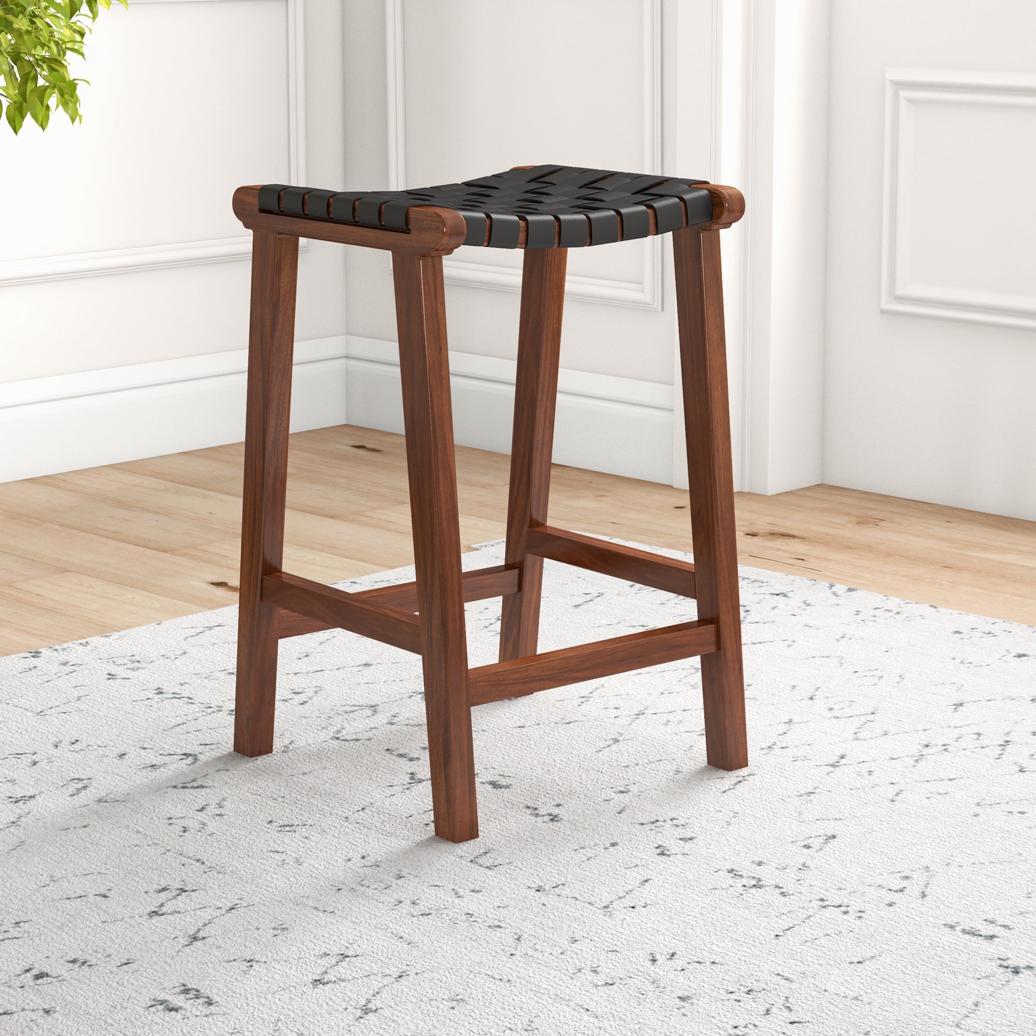 Andaman Counter Stool (Black Leather)