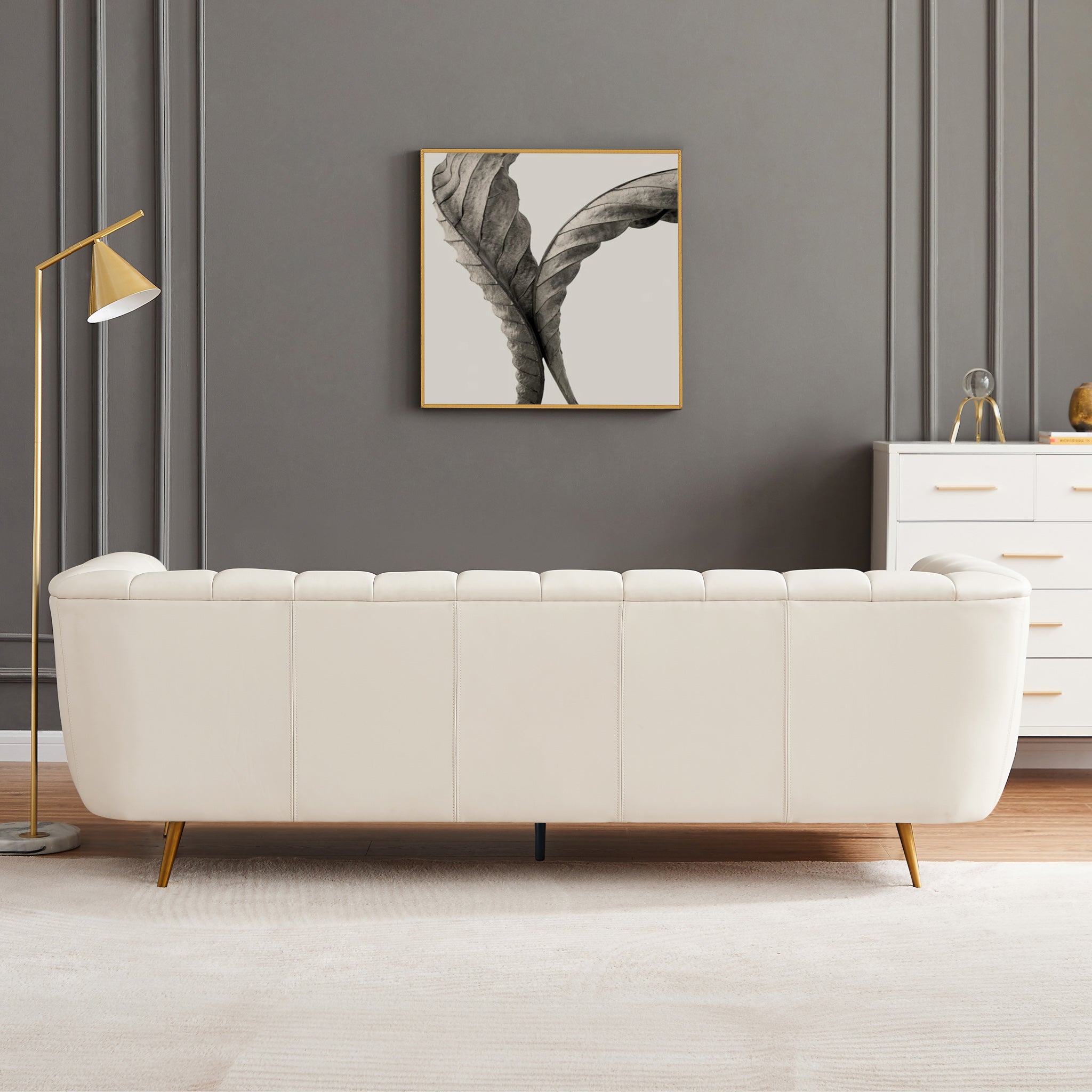 Clodine Sofa (Cream Leather)