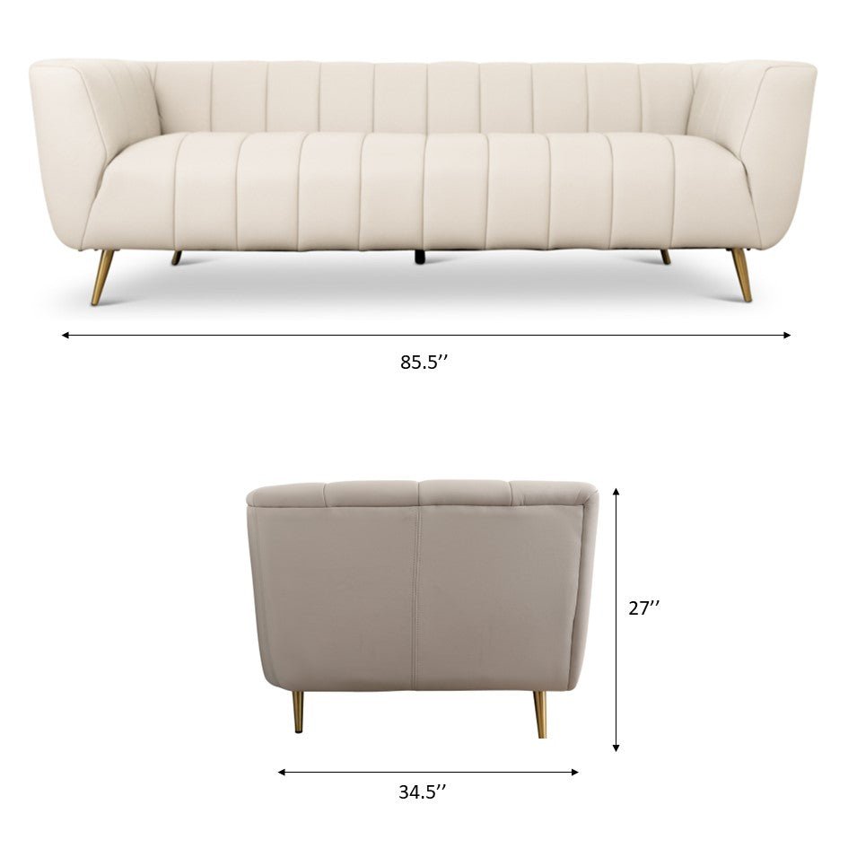 Clodine Sofa (Cream Leather)