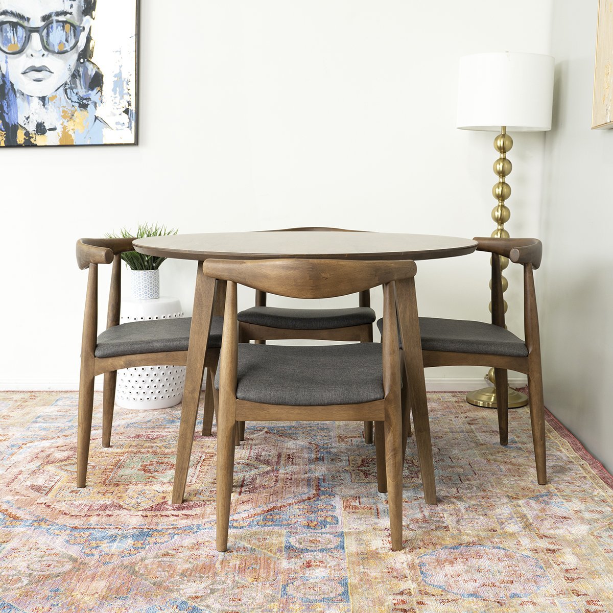Fiona Dining set with 4 Juliet Dining Chairs (Fabric)