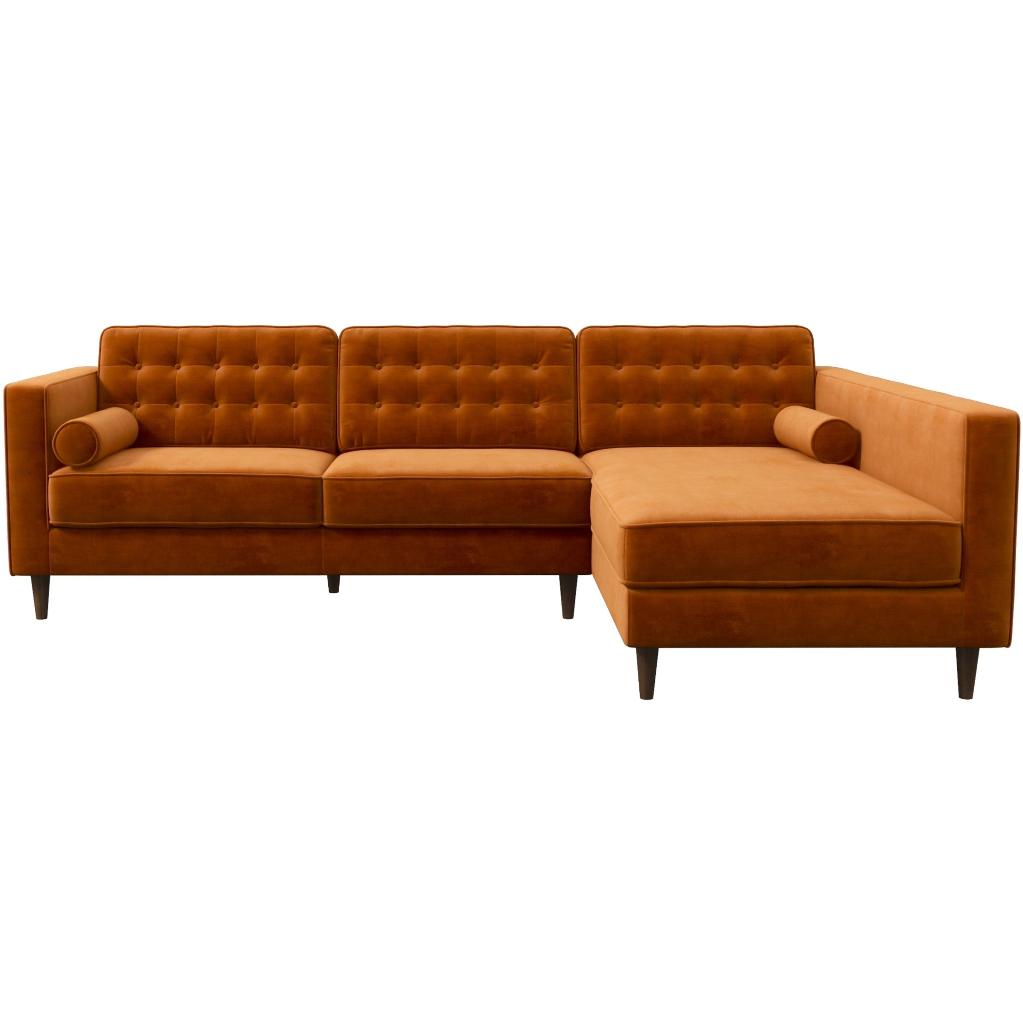 Olson Sectional Sofa Burnt Orange Velvet Right Chaise