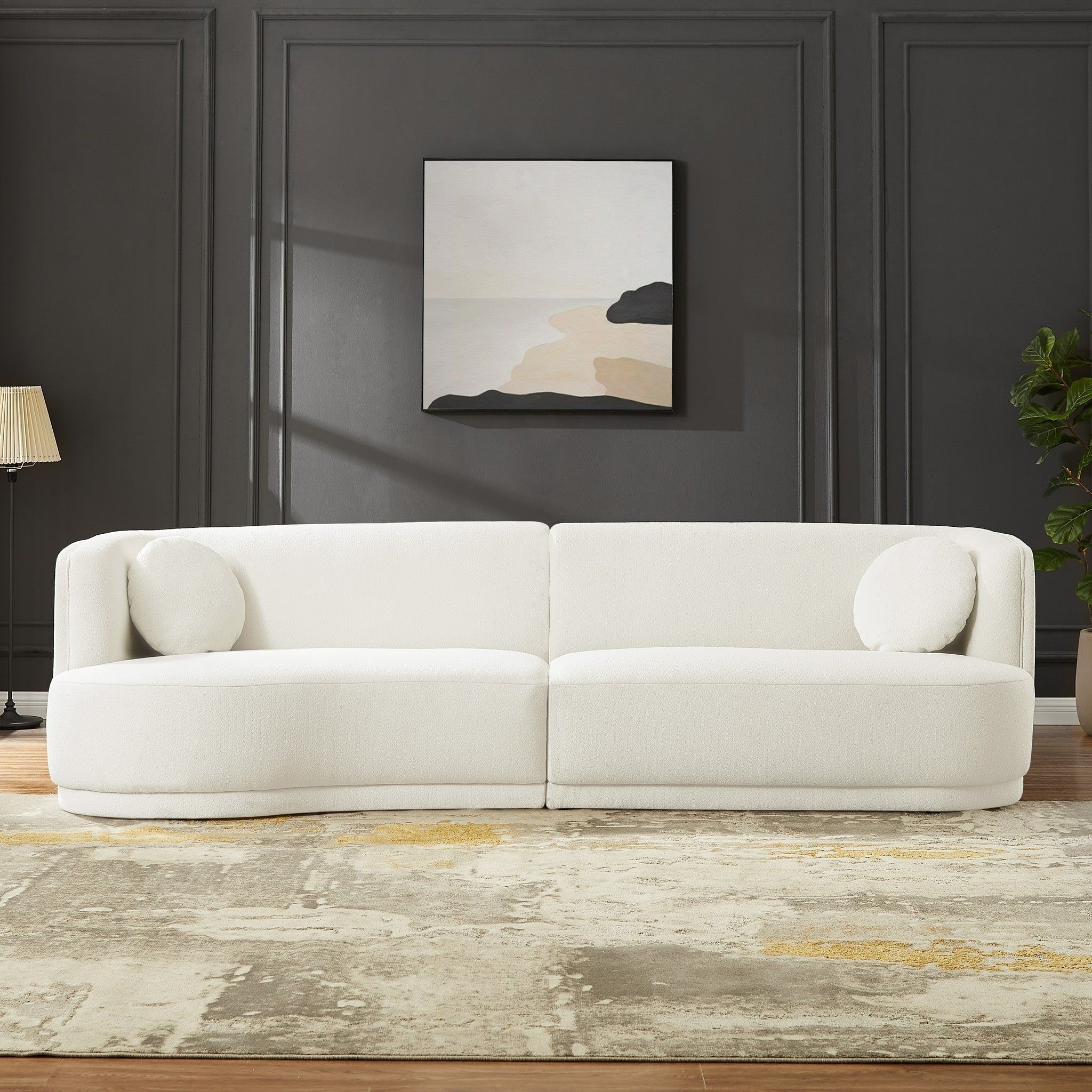 Paris Japandi Curvy White Boucle Sofa