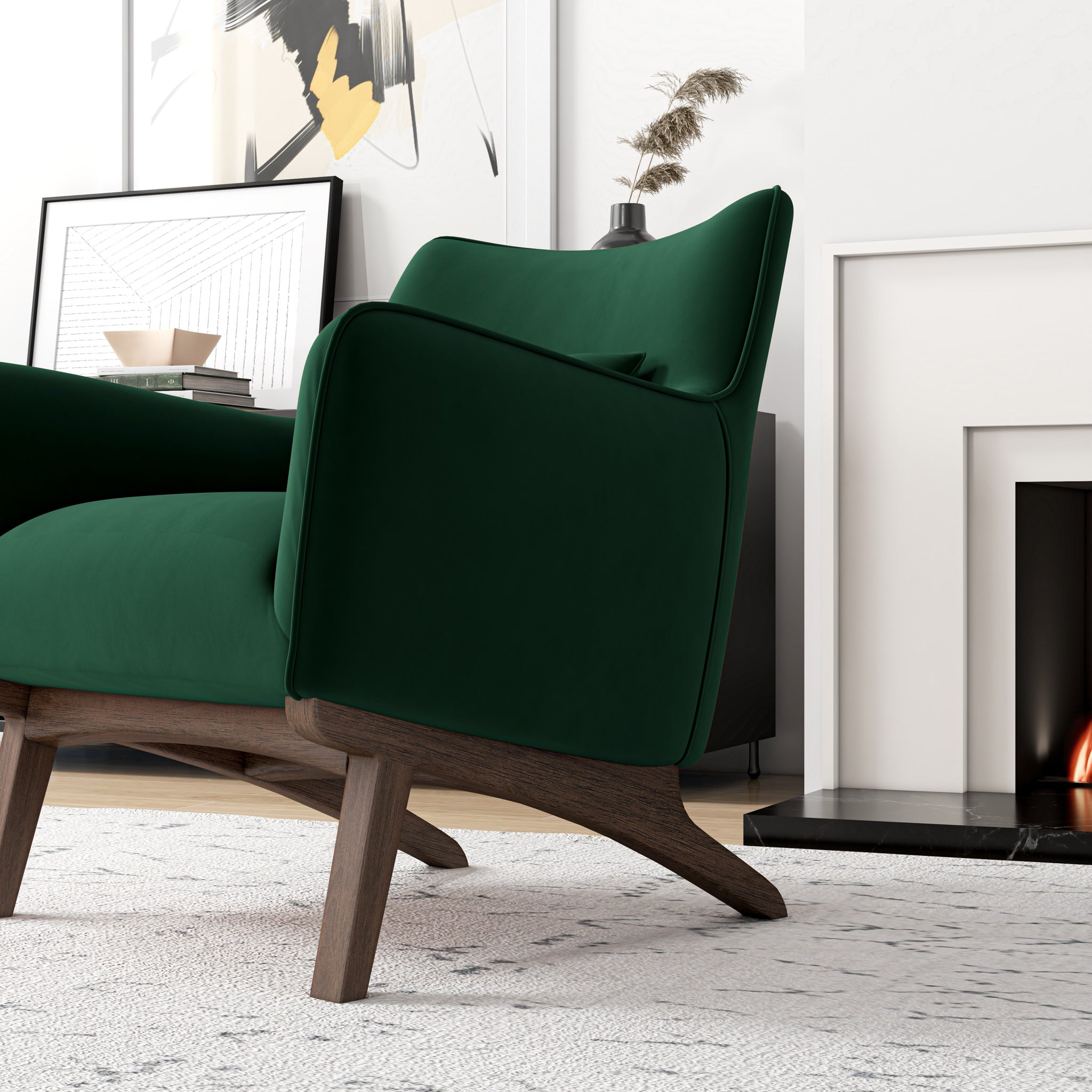 Casper Lounge Chair (Dark Green - Velvet)