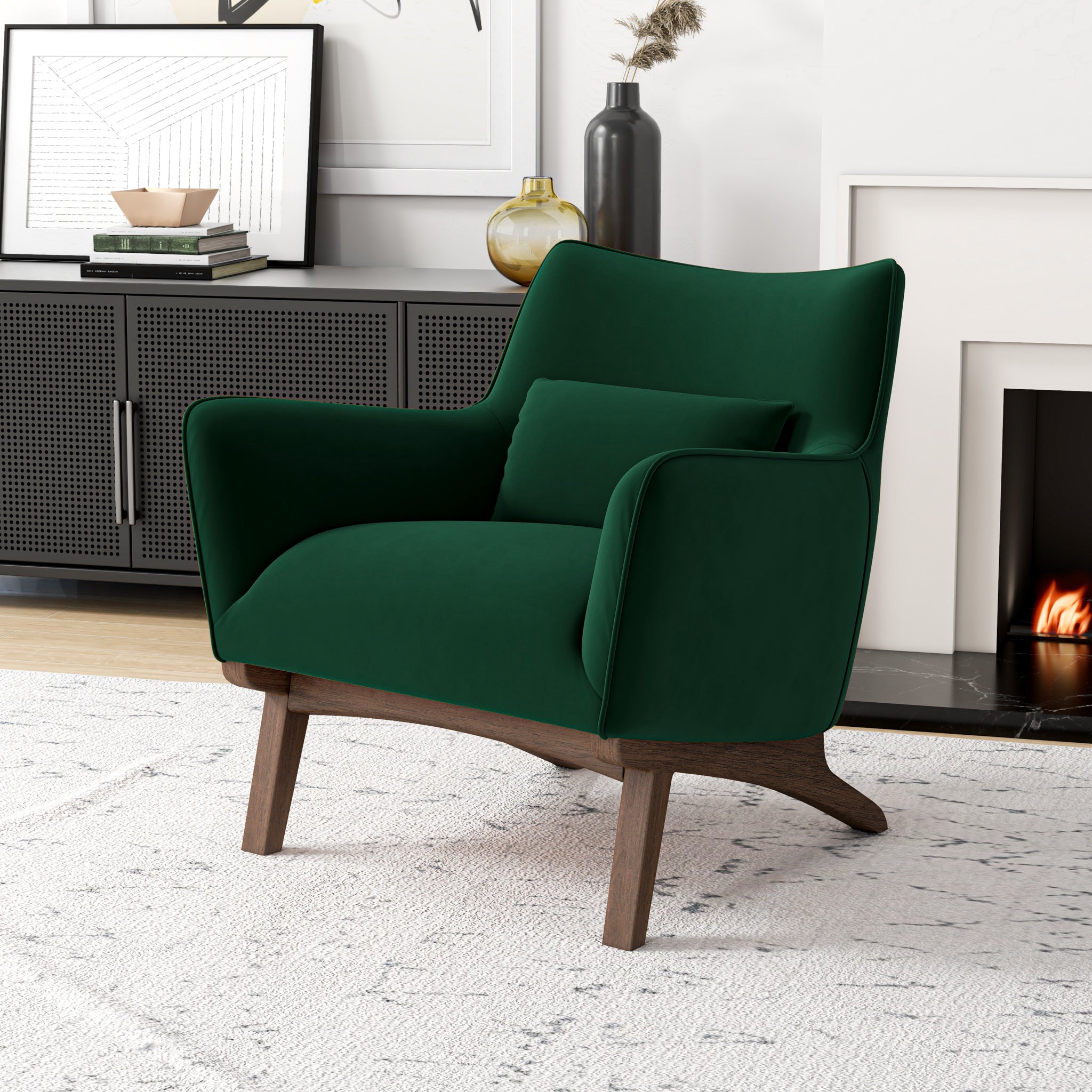 Casper Lounge Chair (Dark Green - Velvet)