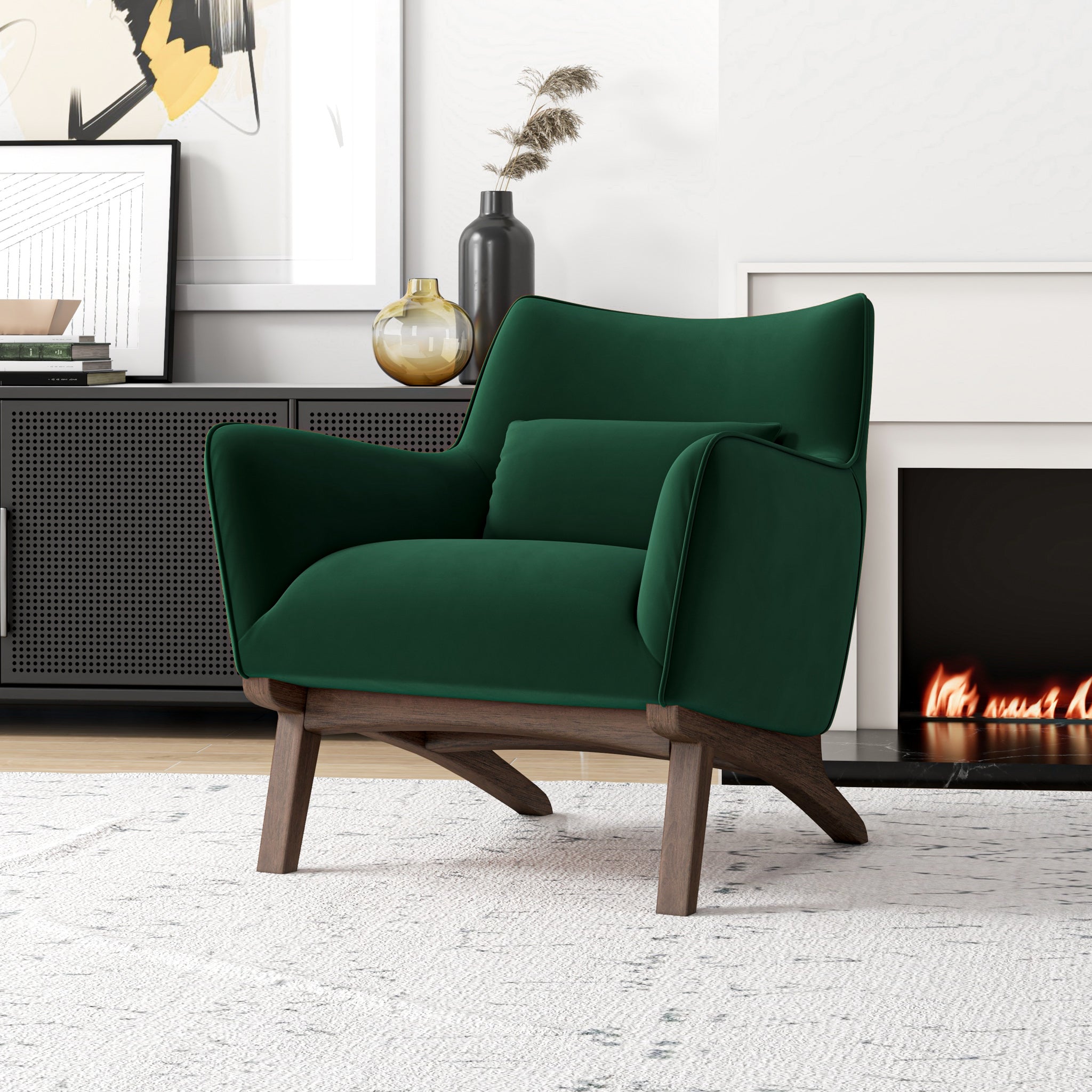 Casper Lounge Chair (Dark Green - Velvet)