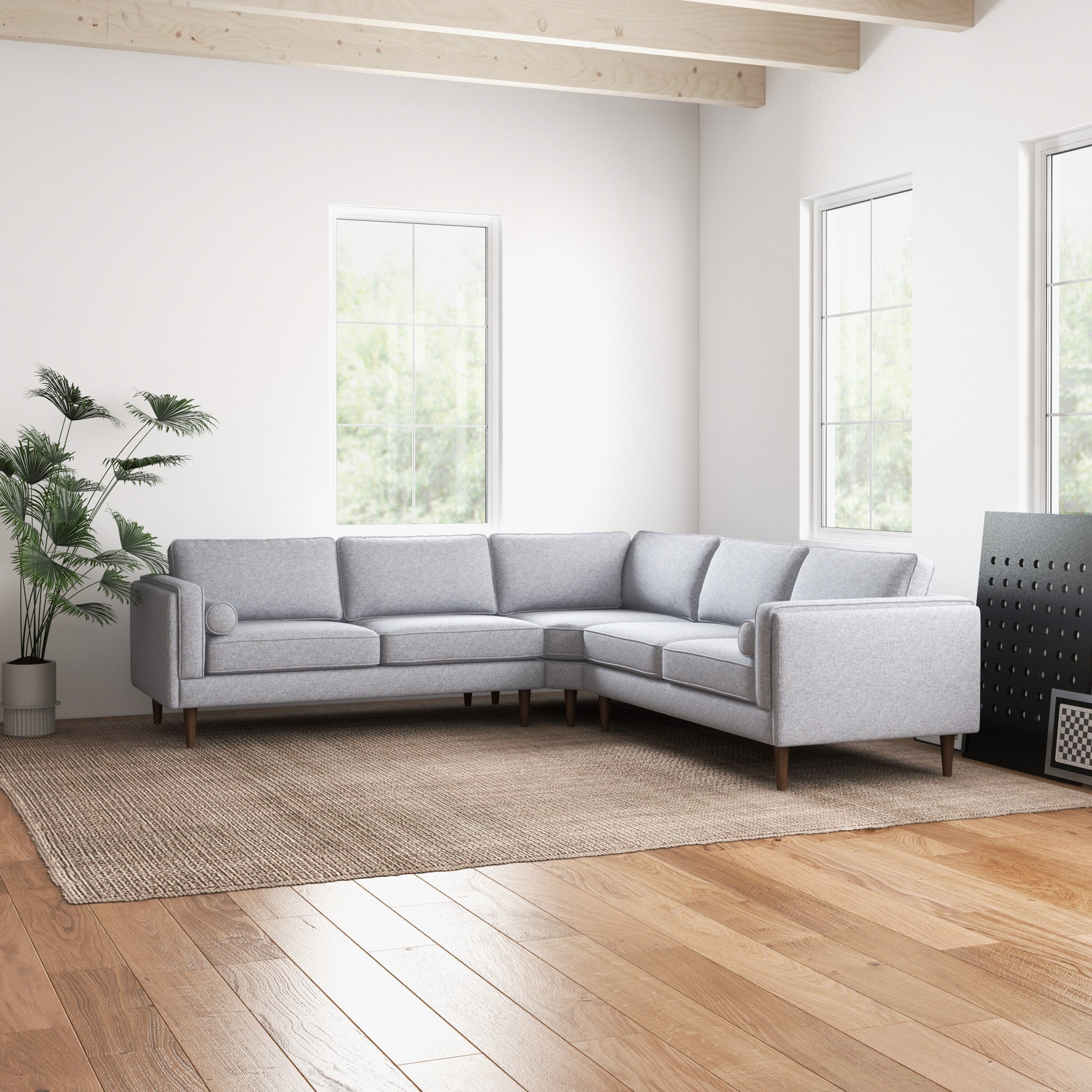 Fordham Symmetrical Corner Sofa (Light Gray Linen)