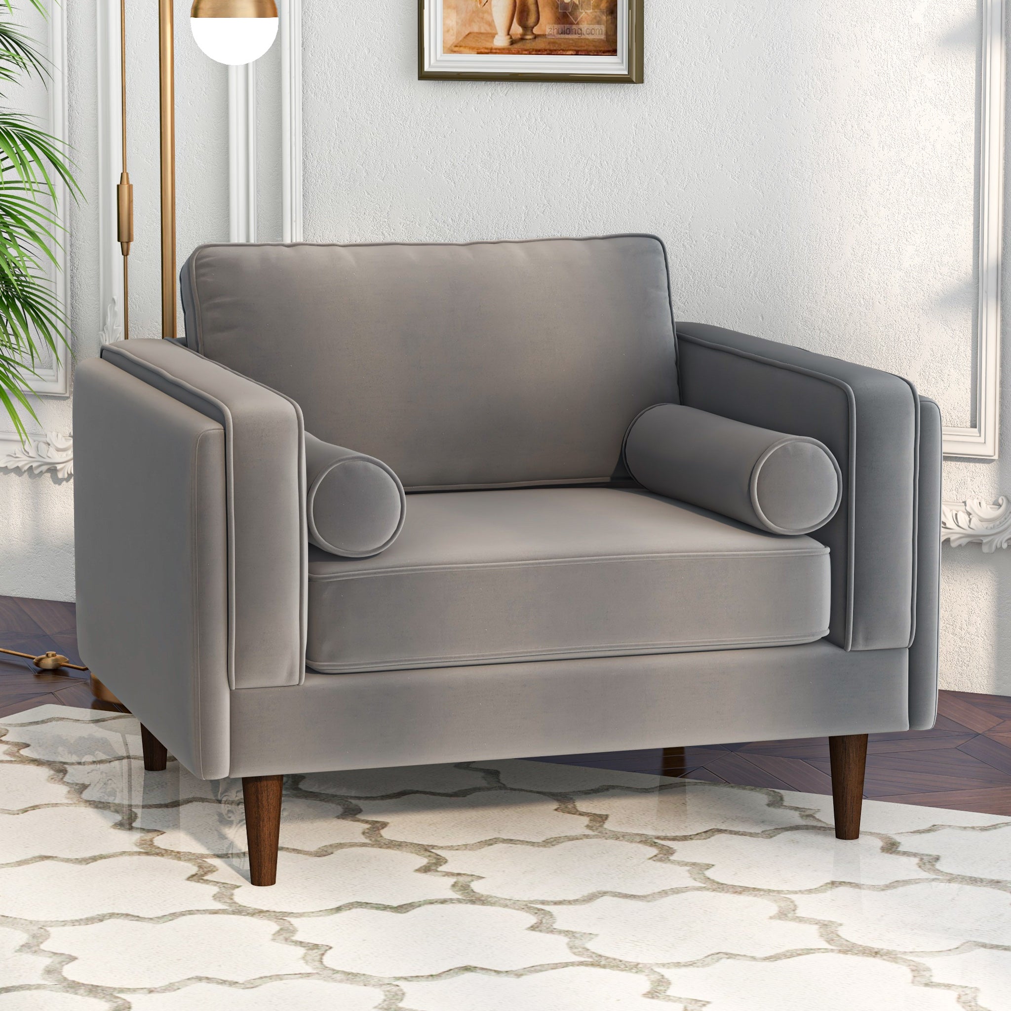 Fordham Grey Velvet Lounge Chair