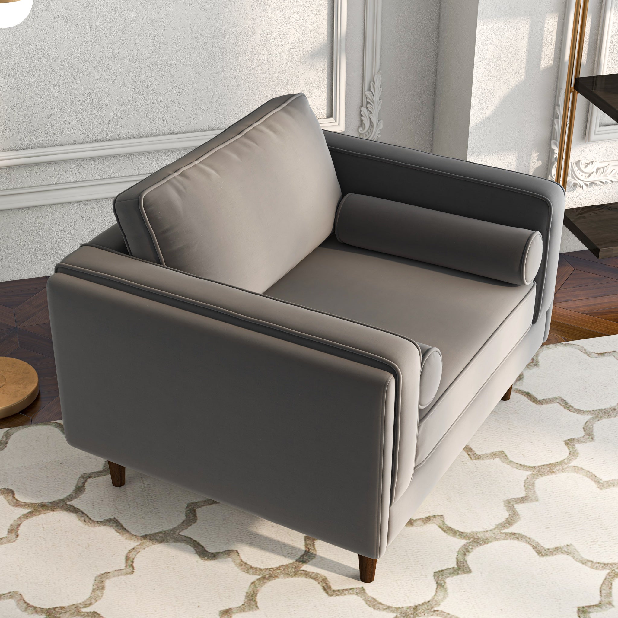 Fordham Grey Velvet Lounge Chair