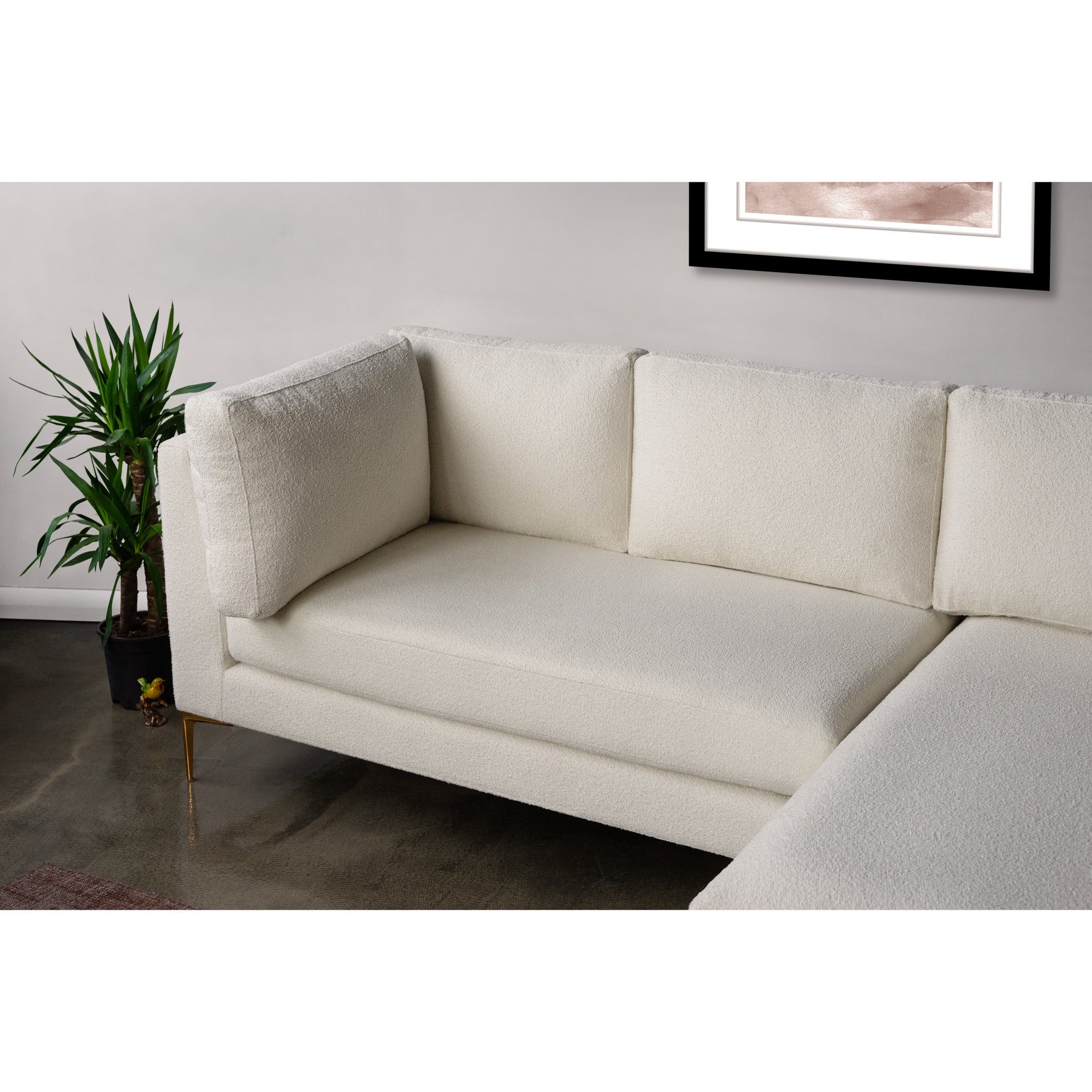 Chamberlain Right Facing Chaise Sectional Sofa (Beige Boucle)