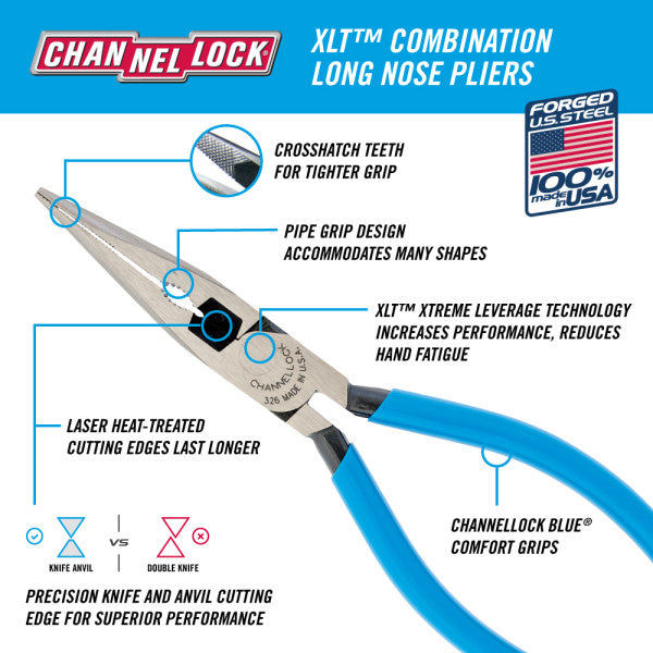 CHANNELLOCK? XLT? Combination Long Nose Pliers with Cutter Series