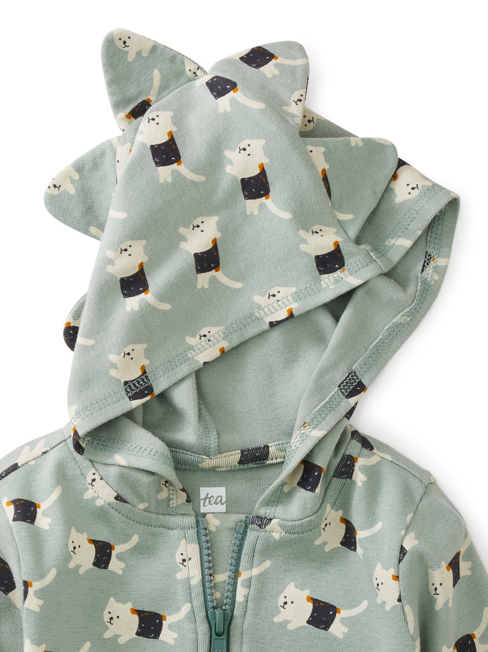 Hooded Baby Romper With Dino Spikes - Sushi Cat