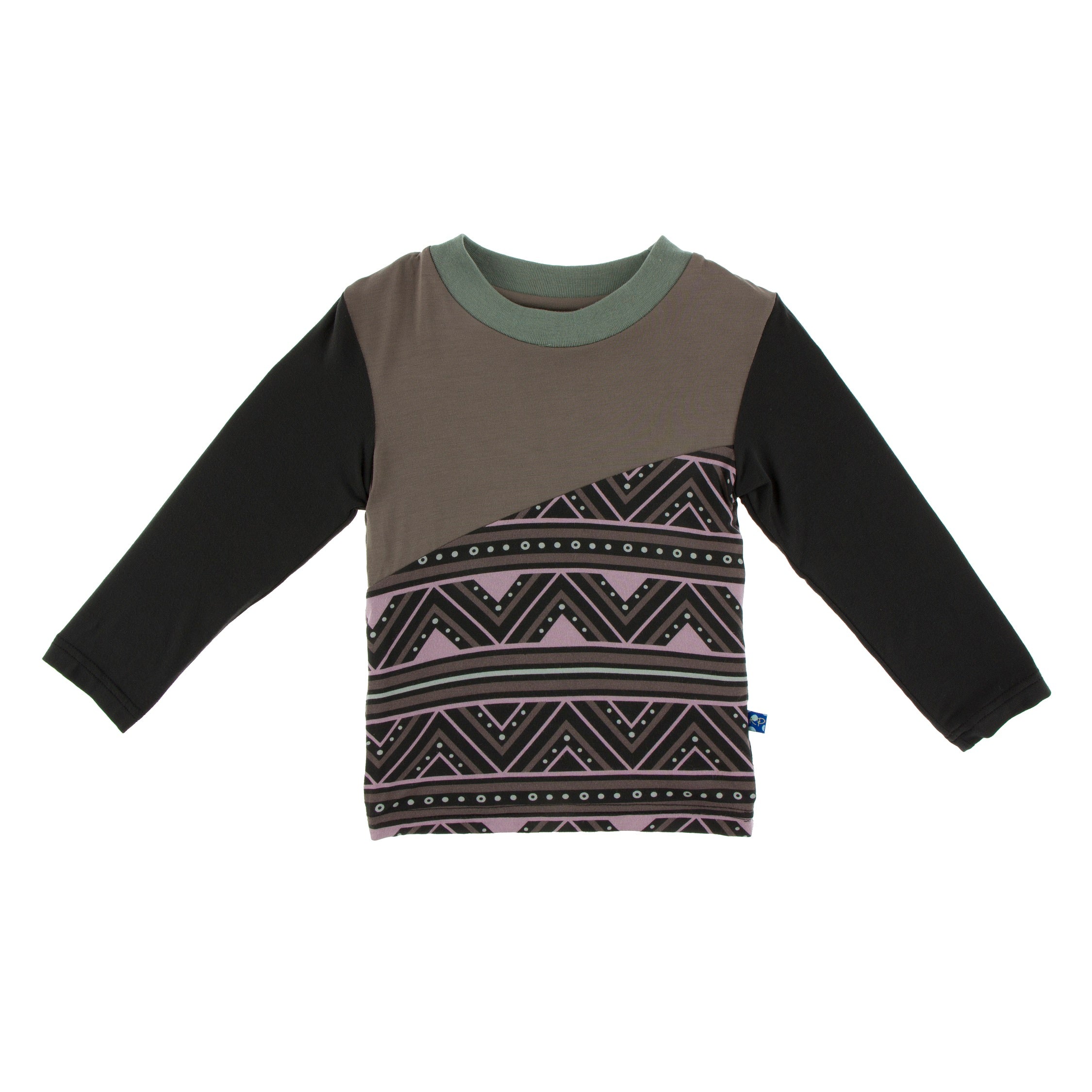 Diagonal Color Block Tee (Long Sleeve) - African Pattern