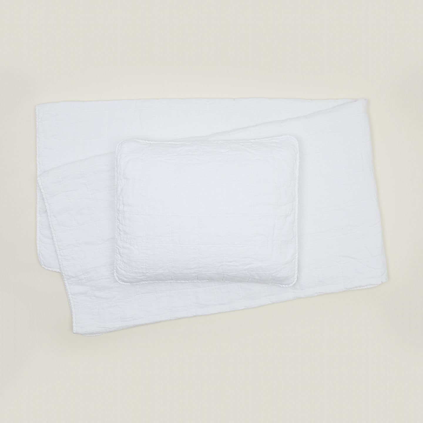 Simple Linen Quilted Shams, Set of 2 - White