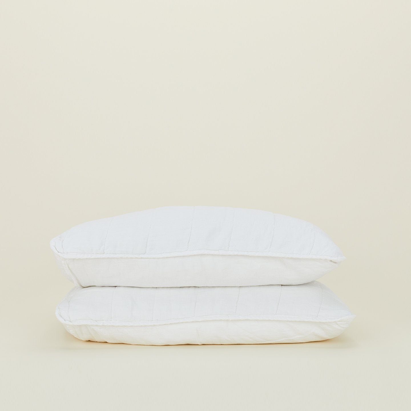 Simple Linen Quilted Shams, Set of 2 - White