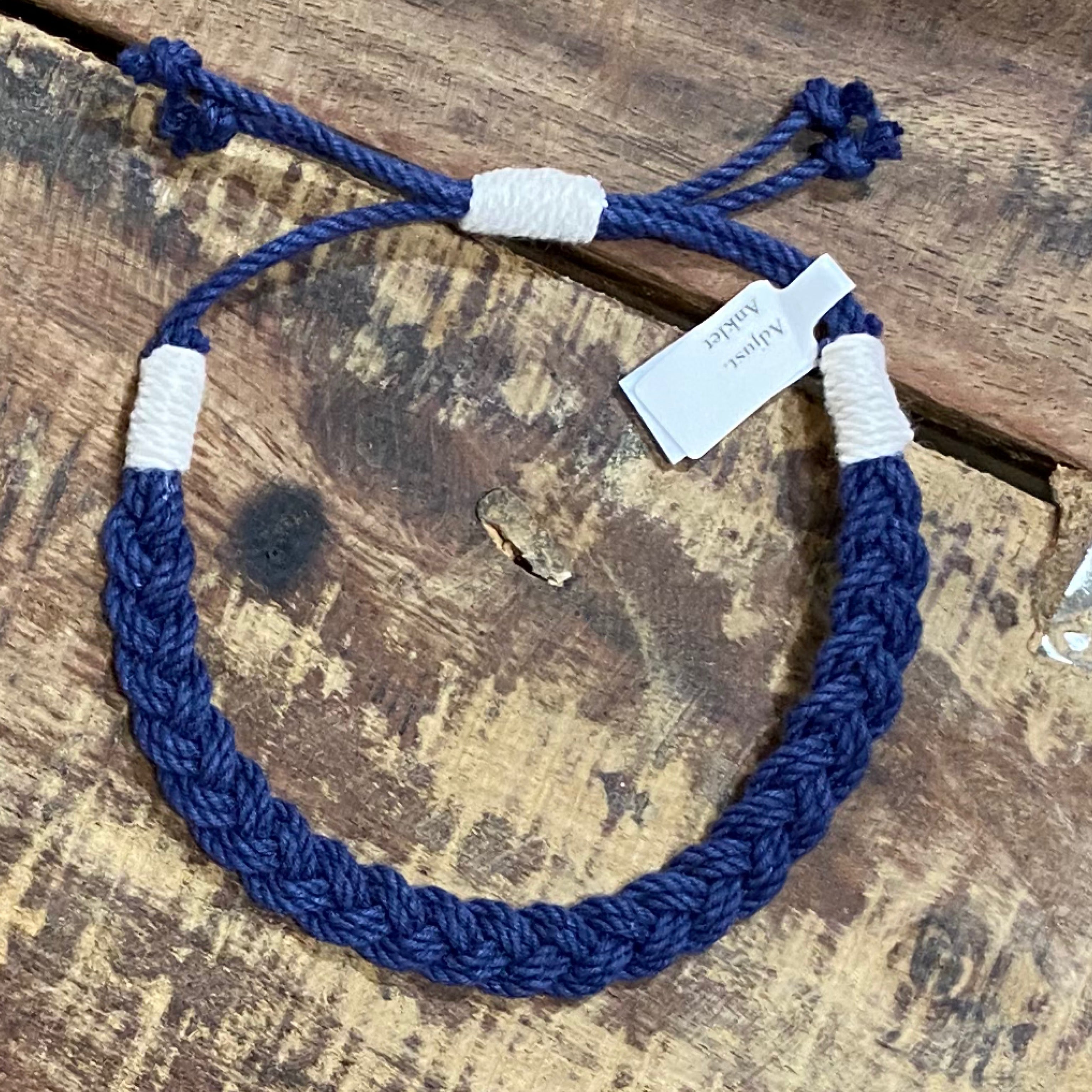 Mystic Knotworks Adjustable Woven Nautical Anklet - Navy