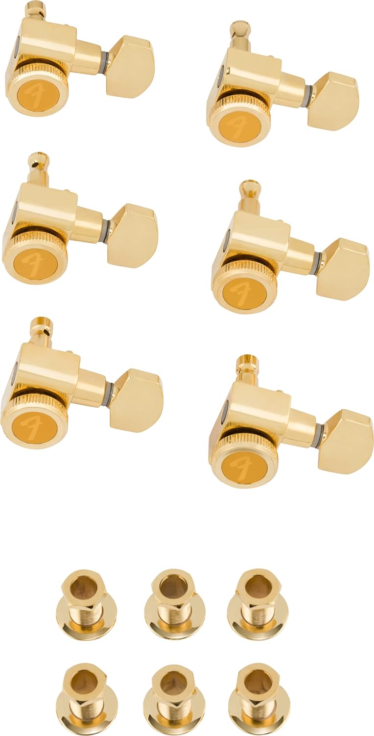 Fender Deluxe Locking Staggered Guitar Tuners, Gold