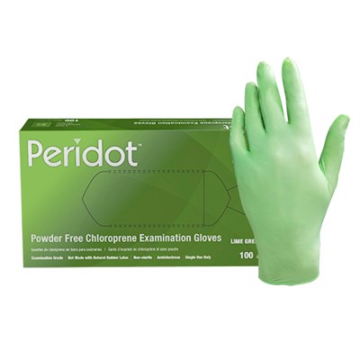 Peridot Chloroprene Exam Gloves | 3 mil | Lime Green