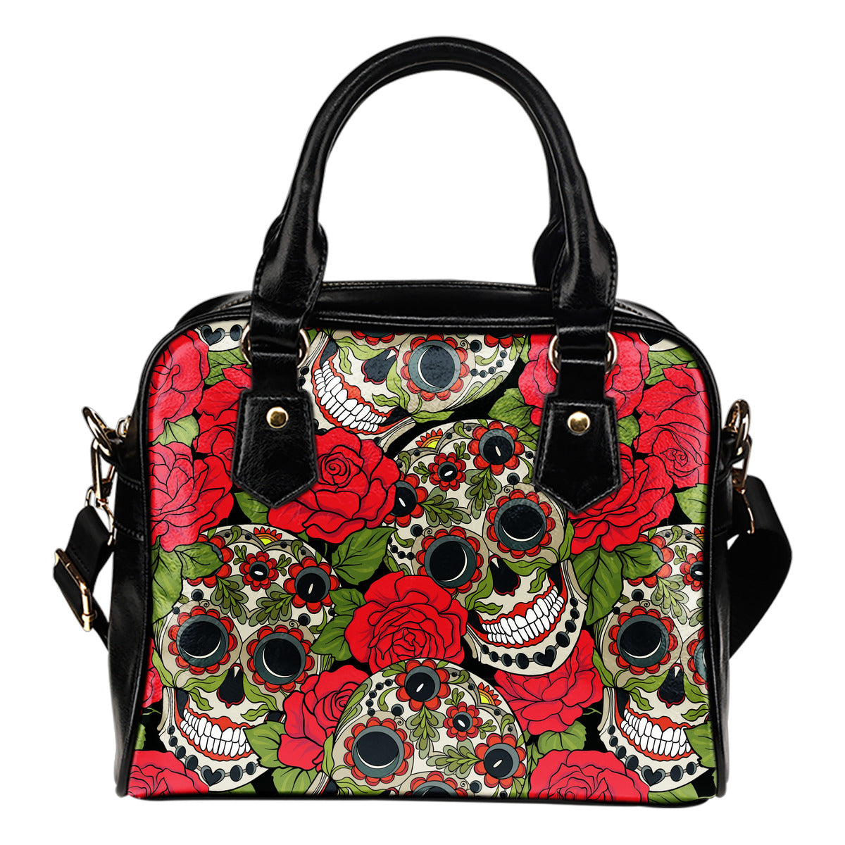 Rose Sugar Skull Shoulder Handbag