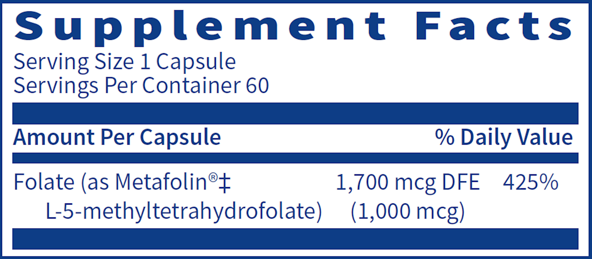 Active-Folate (5-methyltetrahydrofolate) (5-MTHF) (60 Capsules)